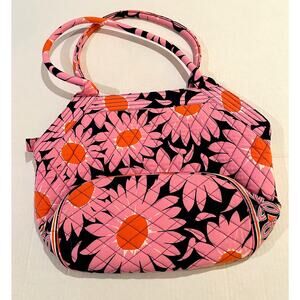 Vera Bradley Angle Tote She Loves Me Quilted Cotton Pink Orange Navy Floral Ret.